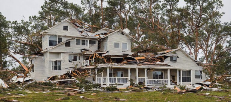 Storm,Damaged,House,,Tornado,,Natural,Disaster,,3d,Render