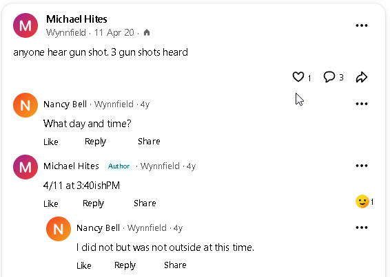 Gun Shots Heard