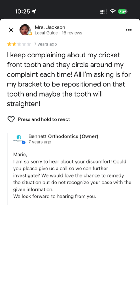 Customer Complaints Against Todd Bennett Orthodontist
