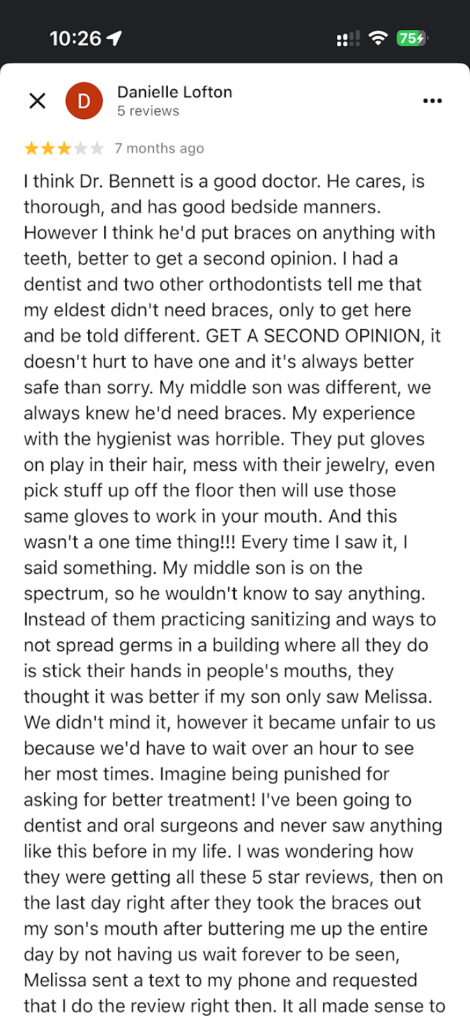 Customer Complaints Against Todd Bennett Orthodontist